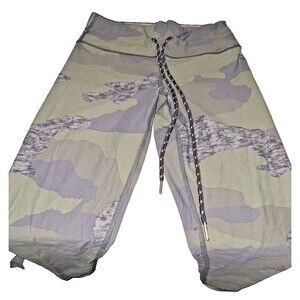 Aerie Chill Play Move Leggings Gray Blue Camo Drawstring Size S